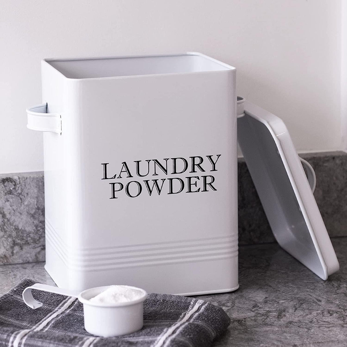 Laundry Powder Storage Tin with Scoop White | M&W	