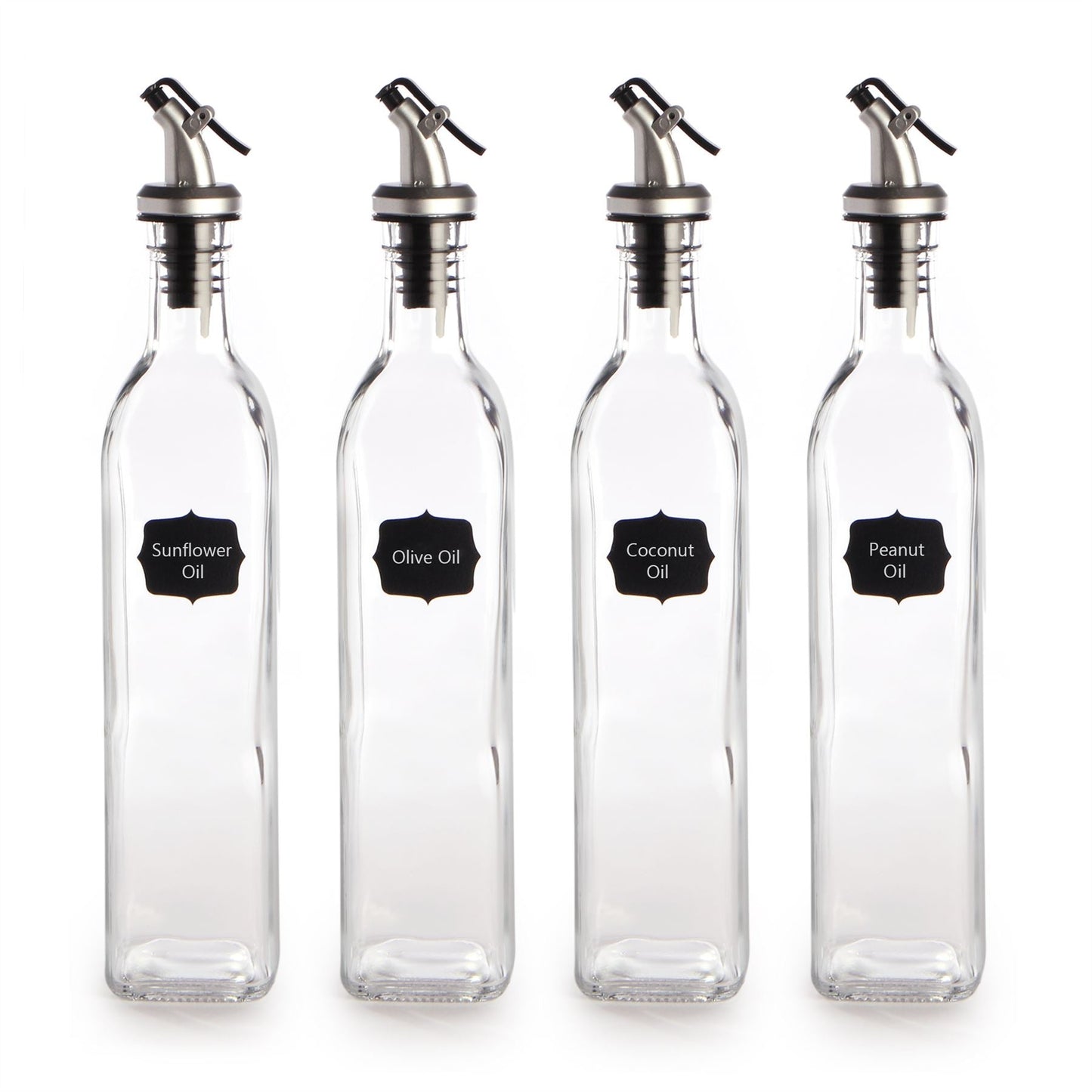 Oil and Vinegar Dispenser Bottles - 500ml Pack of 4 | M&W	