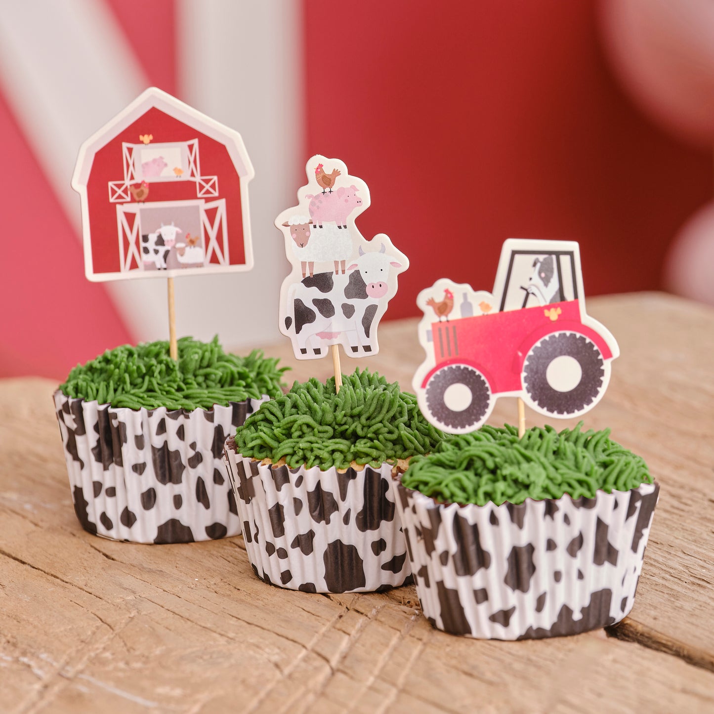 Farm Birthday Cake Cupcake Toppers