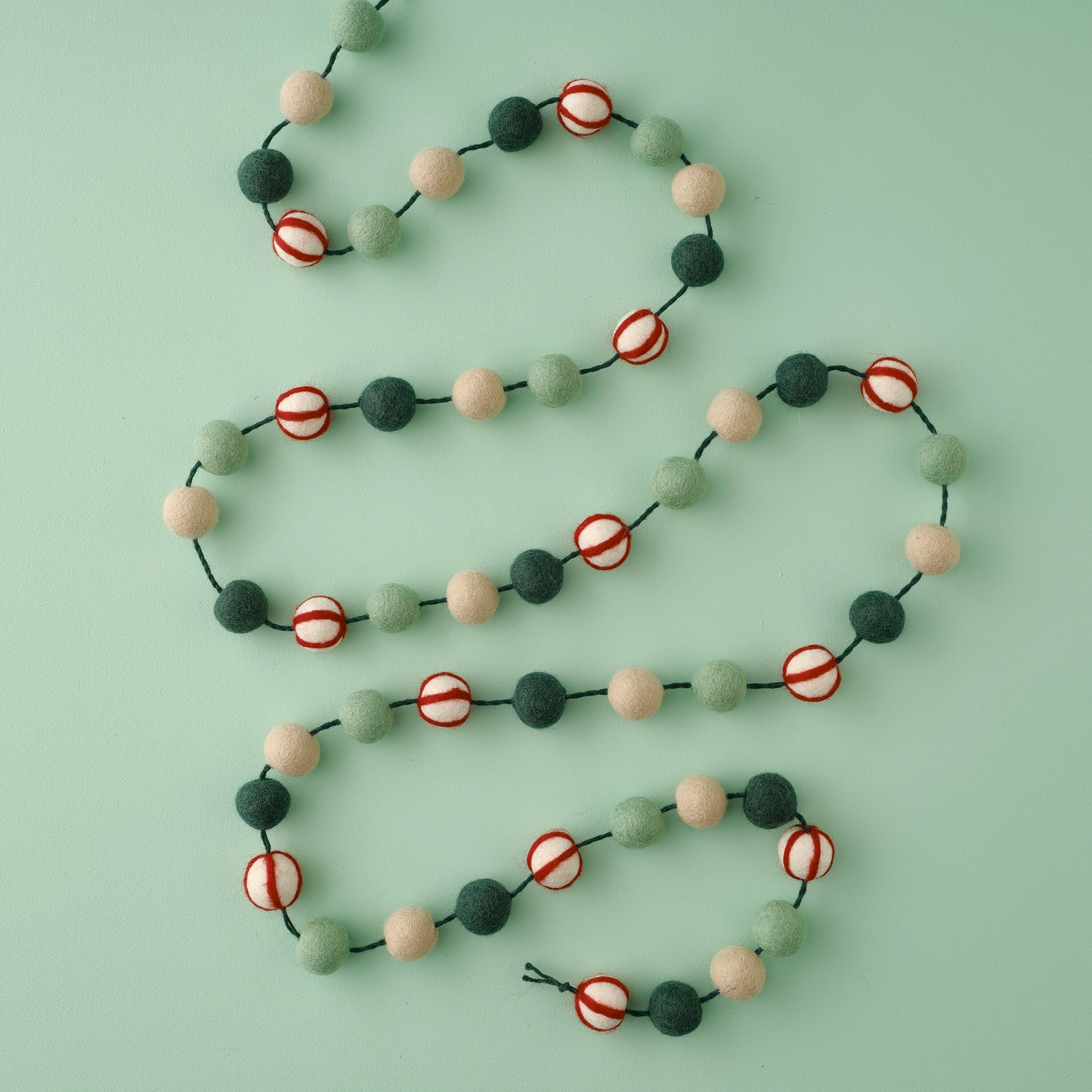Candy Cane Felt Bead Christmas Garland