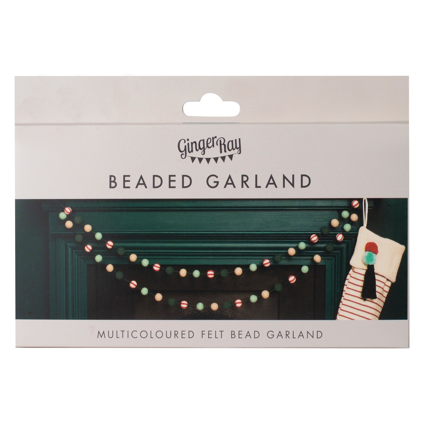 Candy Cane Felt Bead Christmas Garland