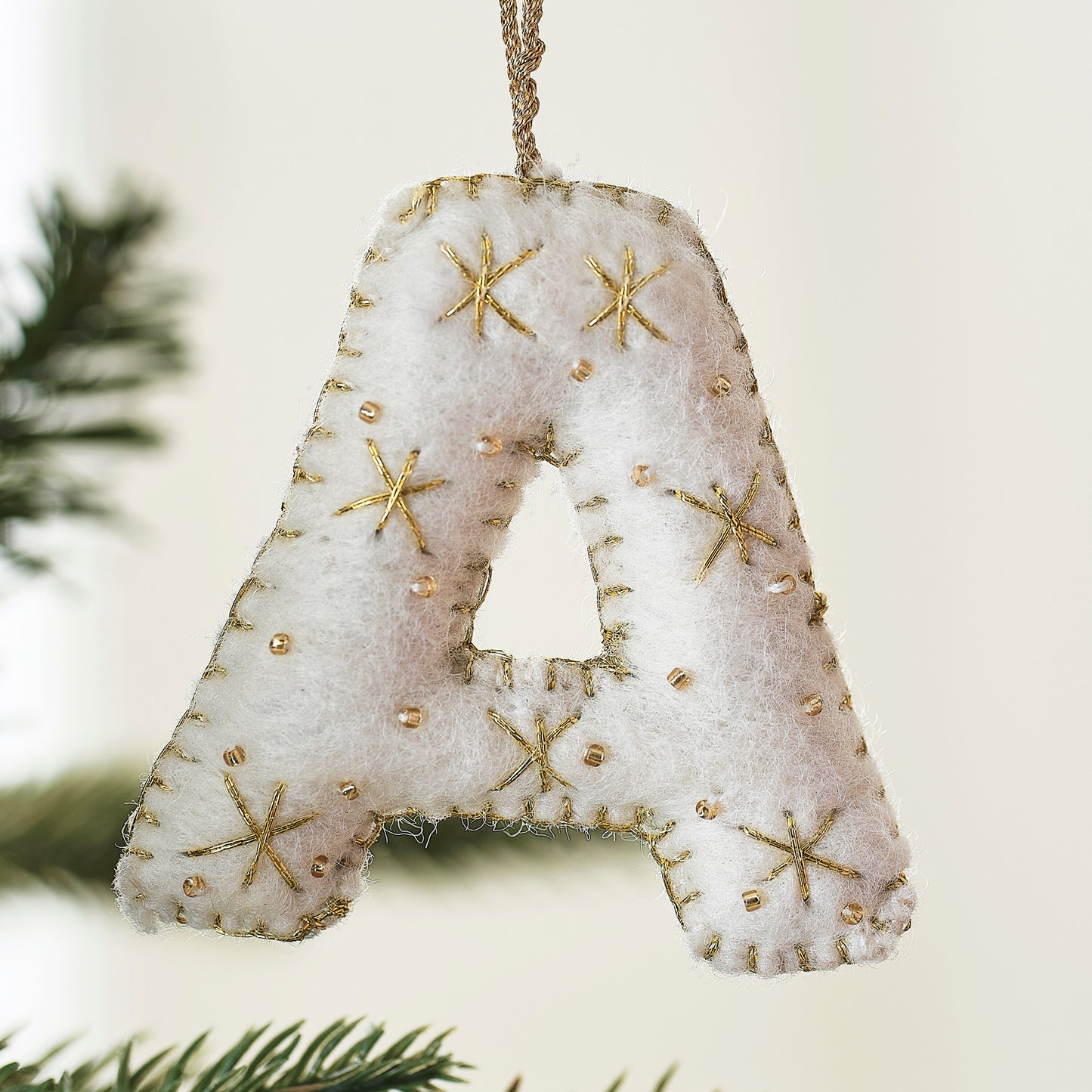 Alphabet Initial Embroidered Felt Christmas Tree Decoration