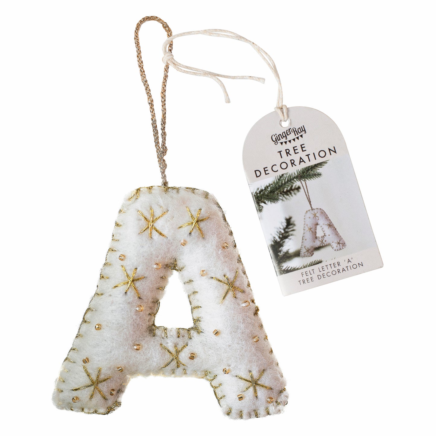 Alphabet Initial Embroidered Felt Christmas Tree Decoration