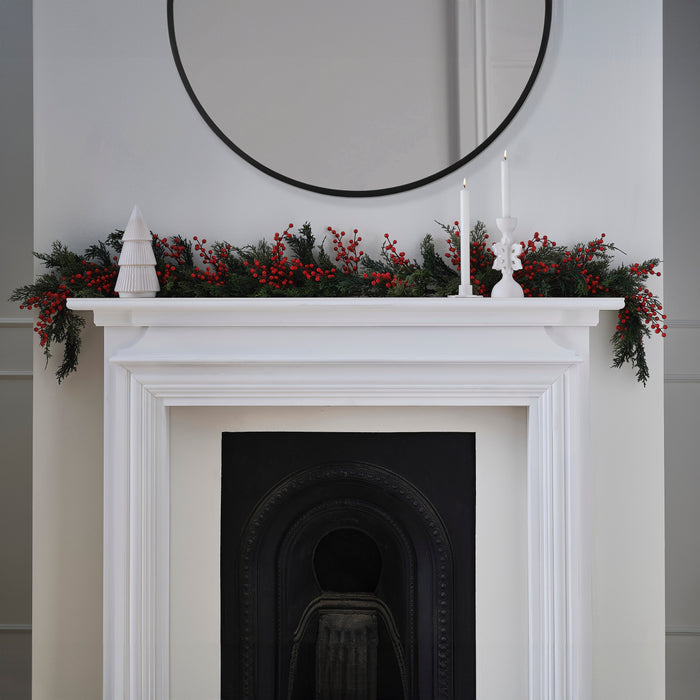 Red Berry Foliage Christmas Garland