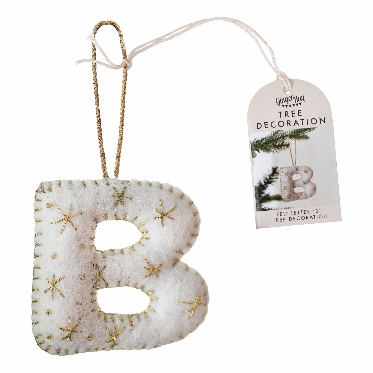 Alphabet Initial Embroidered Felt Christmas Tree Decoration