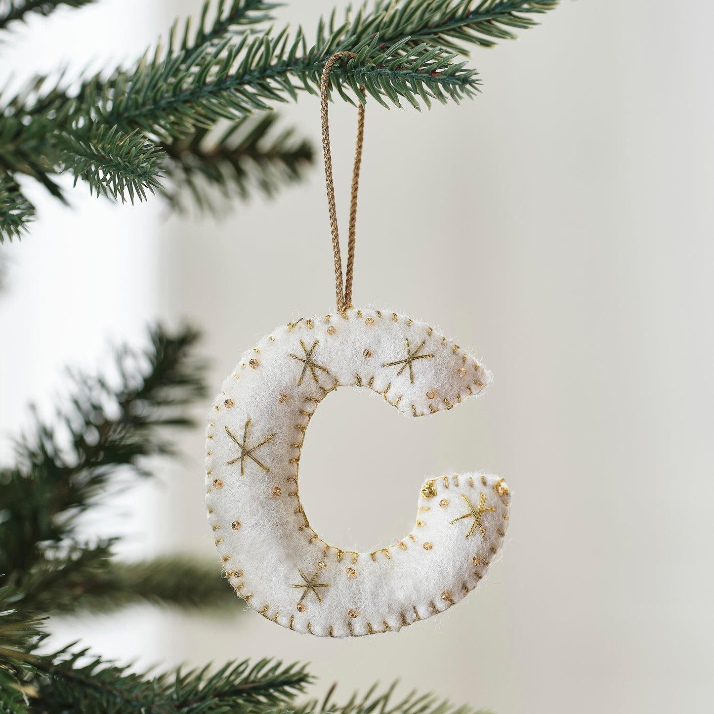 Alphabet Initial Embroidered Felt Christmas Tree Decoration