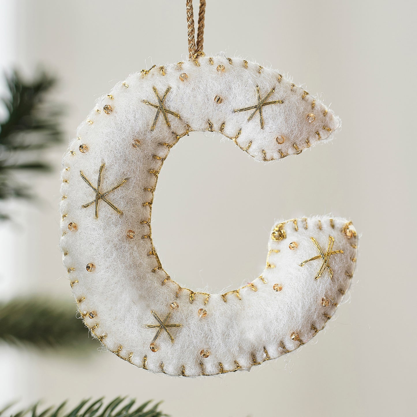 Alphabet Initial Embroidered Felt Christmas Tree Decoration