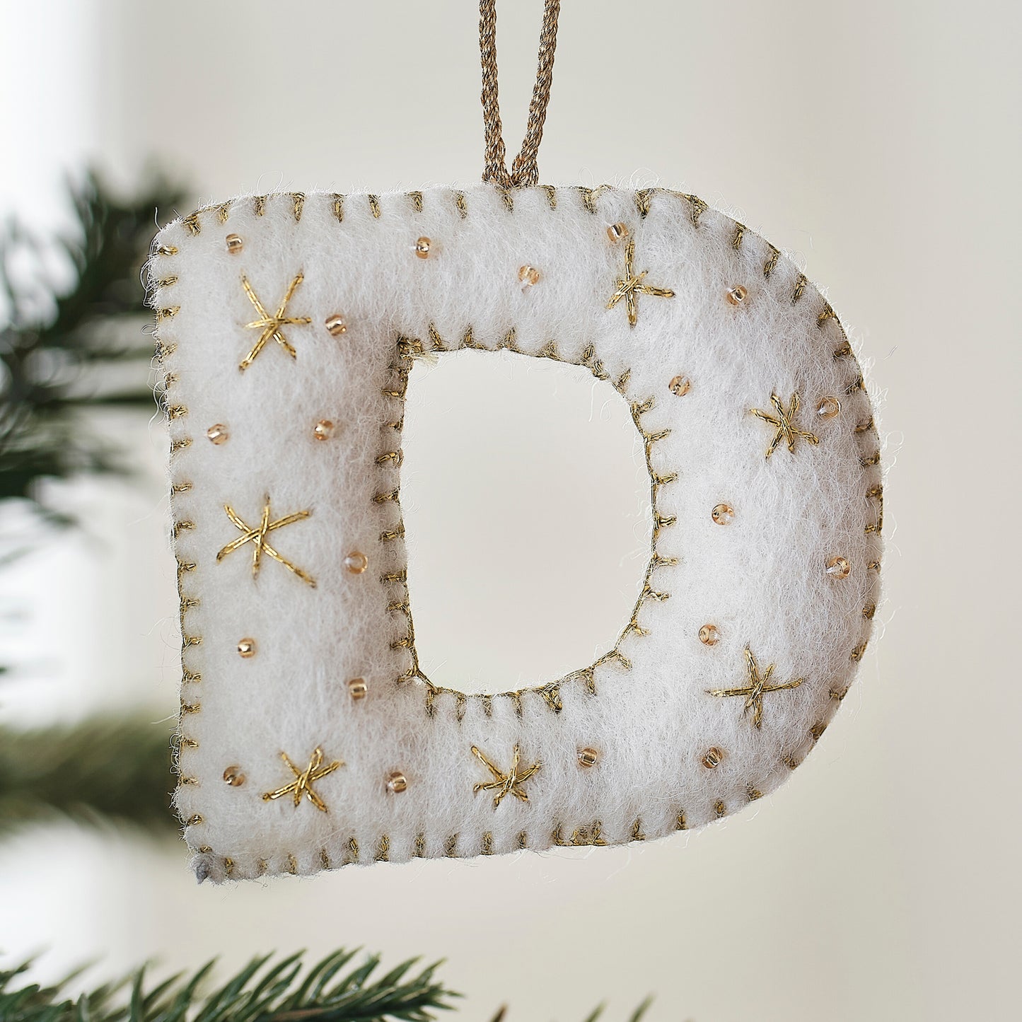 Alphabet Initial Embroidered Felt Christmas Tree Decoration