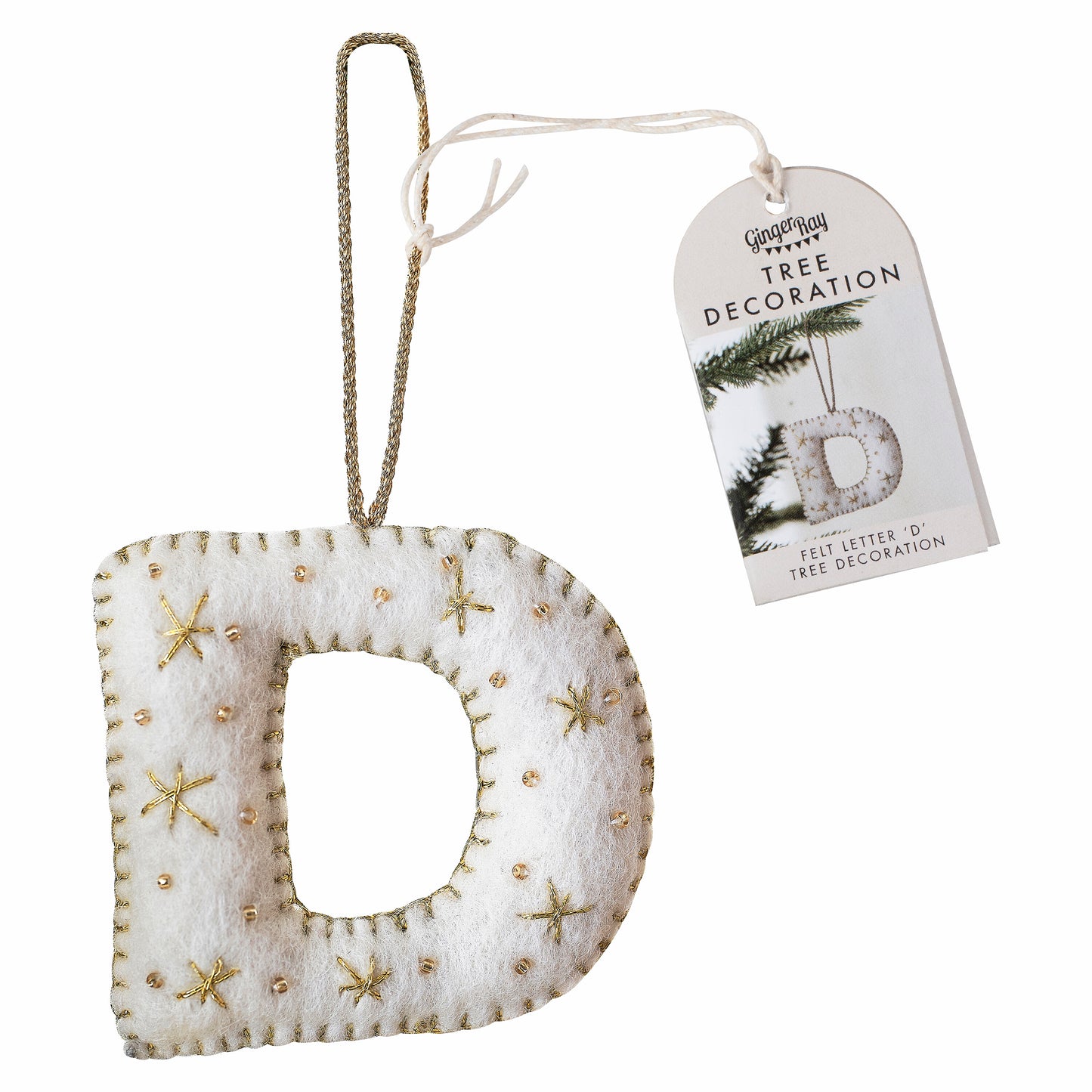 Alphabet Initial Embroidered Felt Christmas Tree Decoration