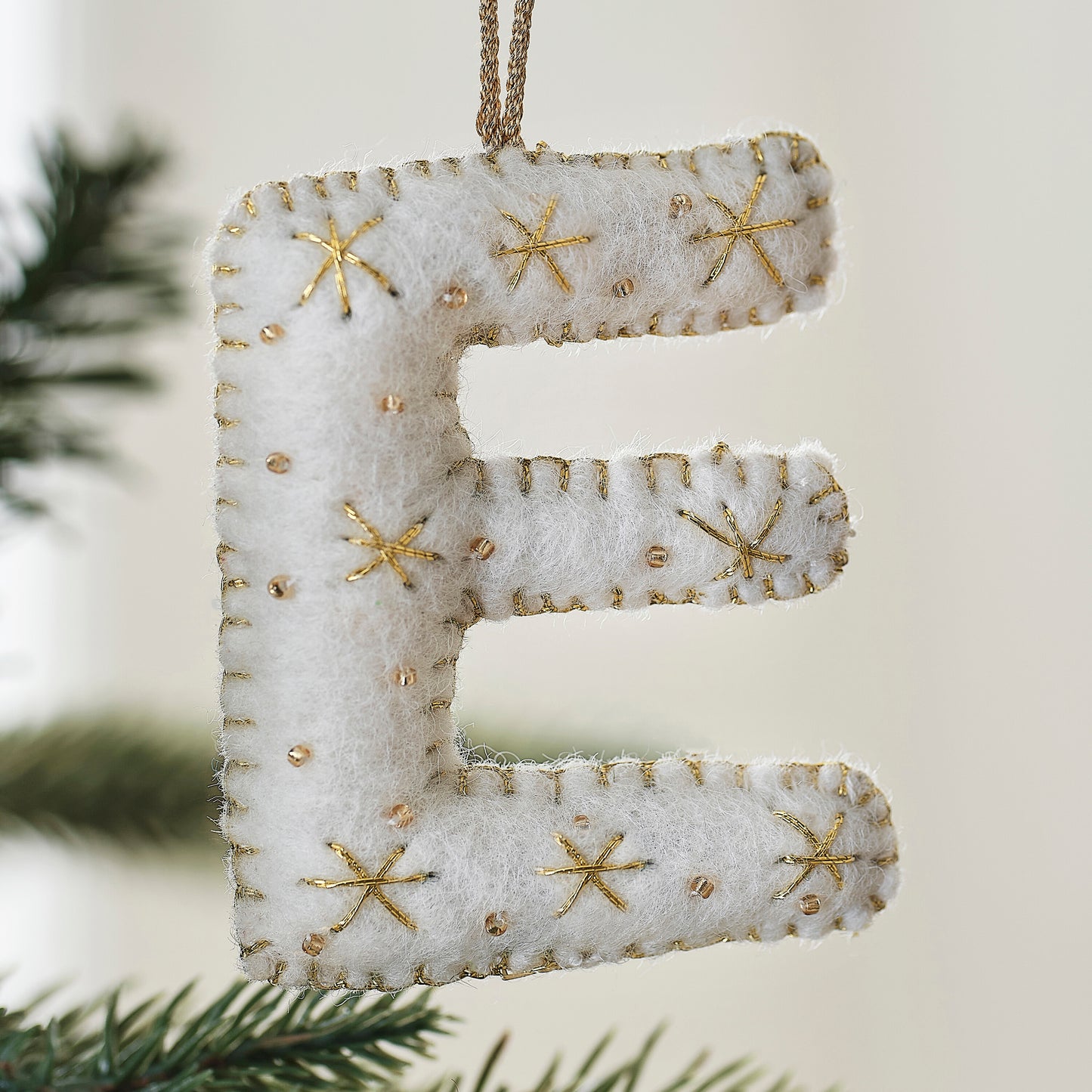 Alphabet Initial Embroidered Felt Christmas Tree Decoration