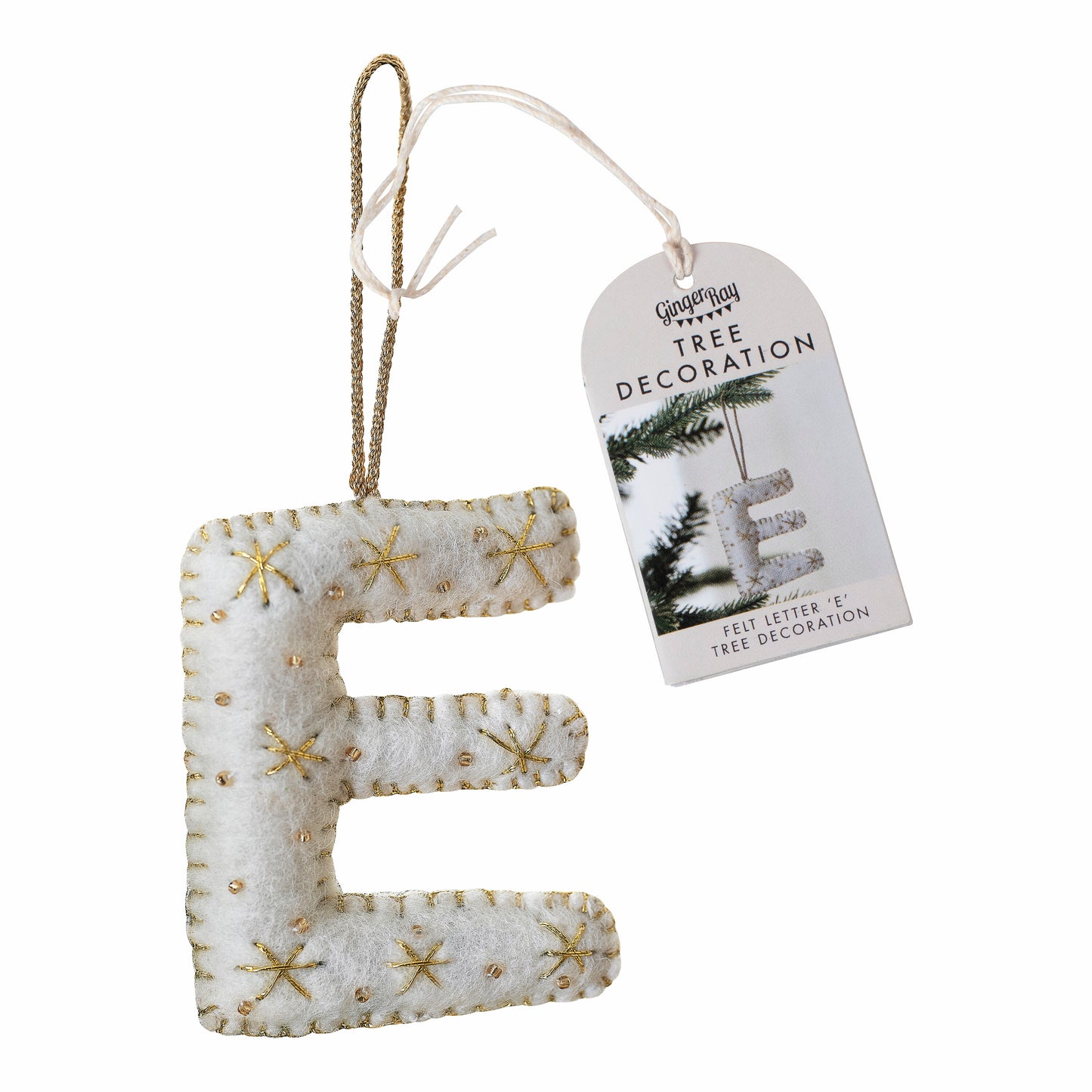 Alphabet Initial Embroidered Felt Christmas Tree Decoration