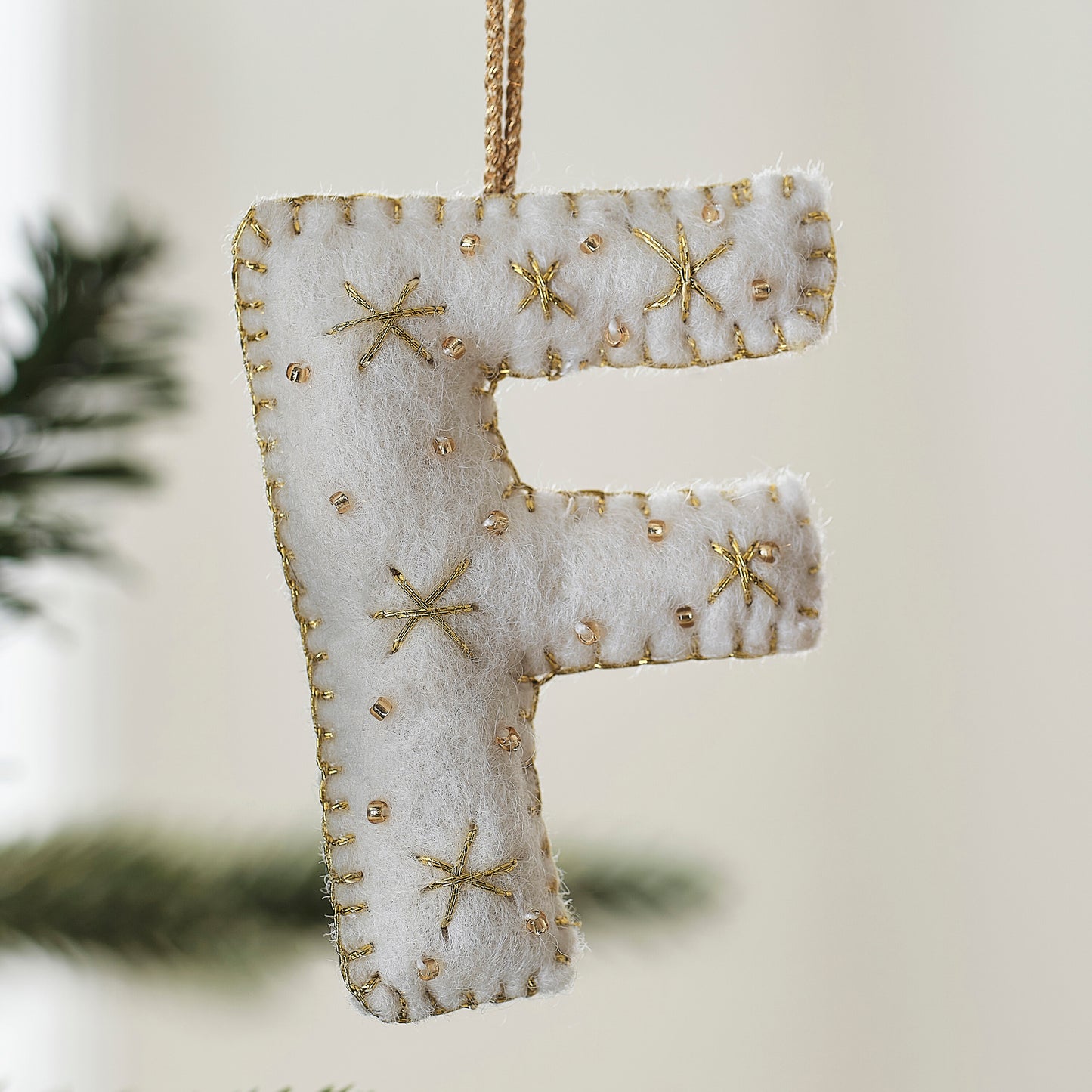 Alphabet Initial Embroidered Felt Christmas Tree Decoration
