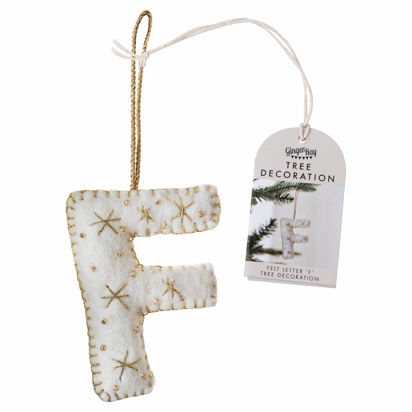 Alphabet Initial Embroidered Felt Christmas Tree Decoration