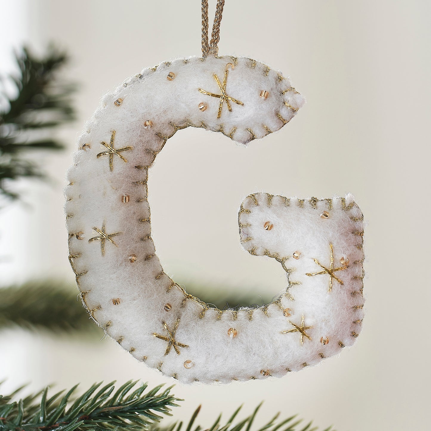 Alphabet Initial Embroidered Felt Christmas Tree Decoration
