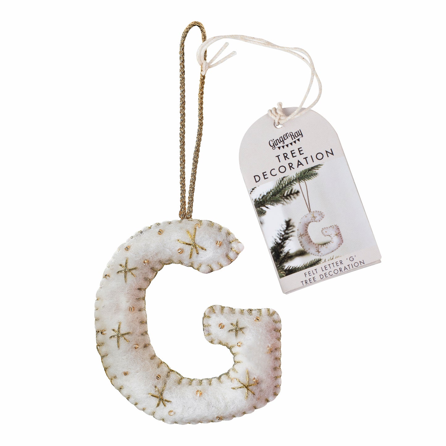 Alphabet Initial Embroidered Felt Christmas Tree Decoration