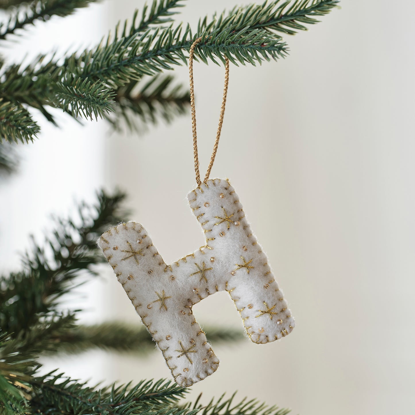 Alphabet Initial Embroidered Felt Christmas Tree Decoration