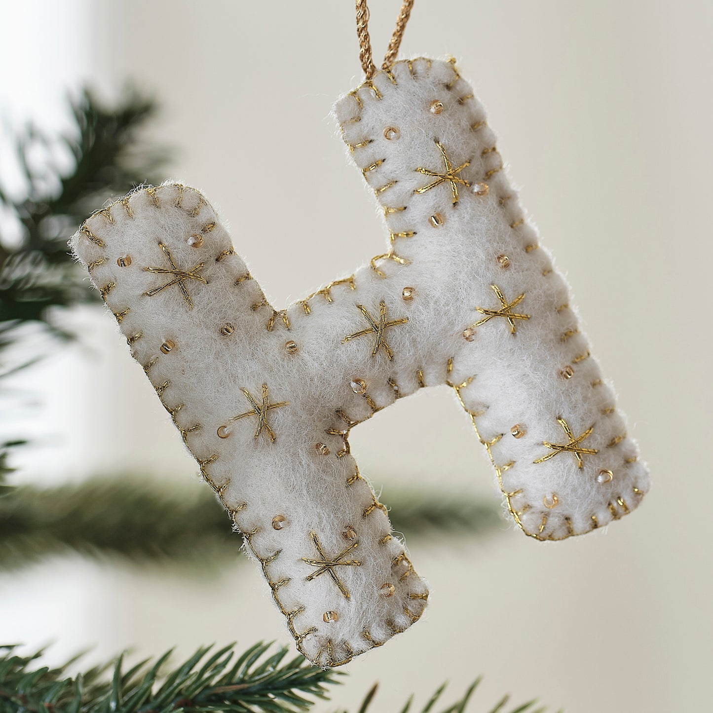 Alphabet Initial Embroidered Felt Christmas Tree Decoration