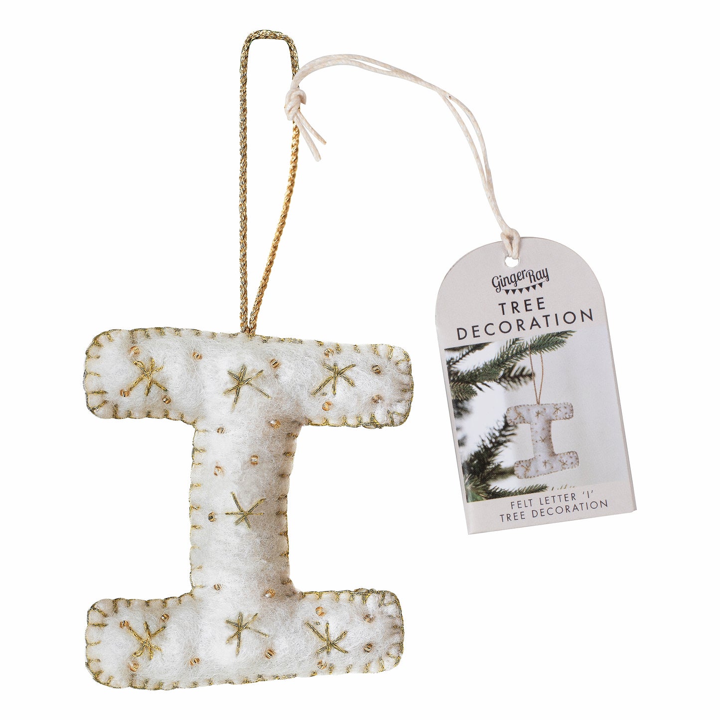 Alphabet Initial Embroidered Felt Christmas Tree Decoration