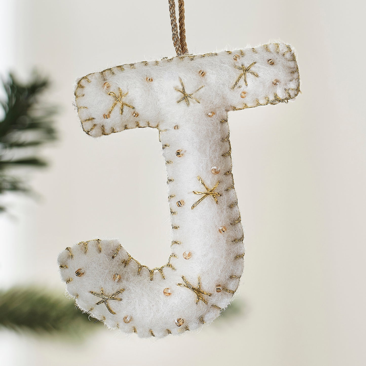 Alphabet Initial Embroidered Felt Christmas Tree Decoration