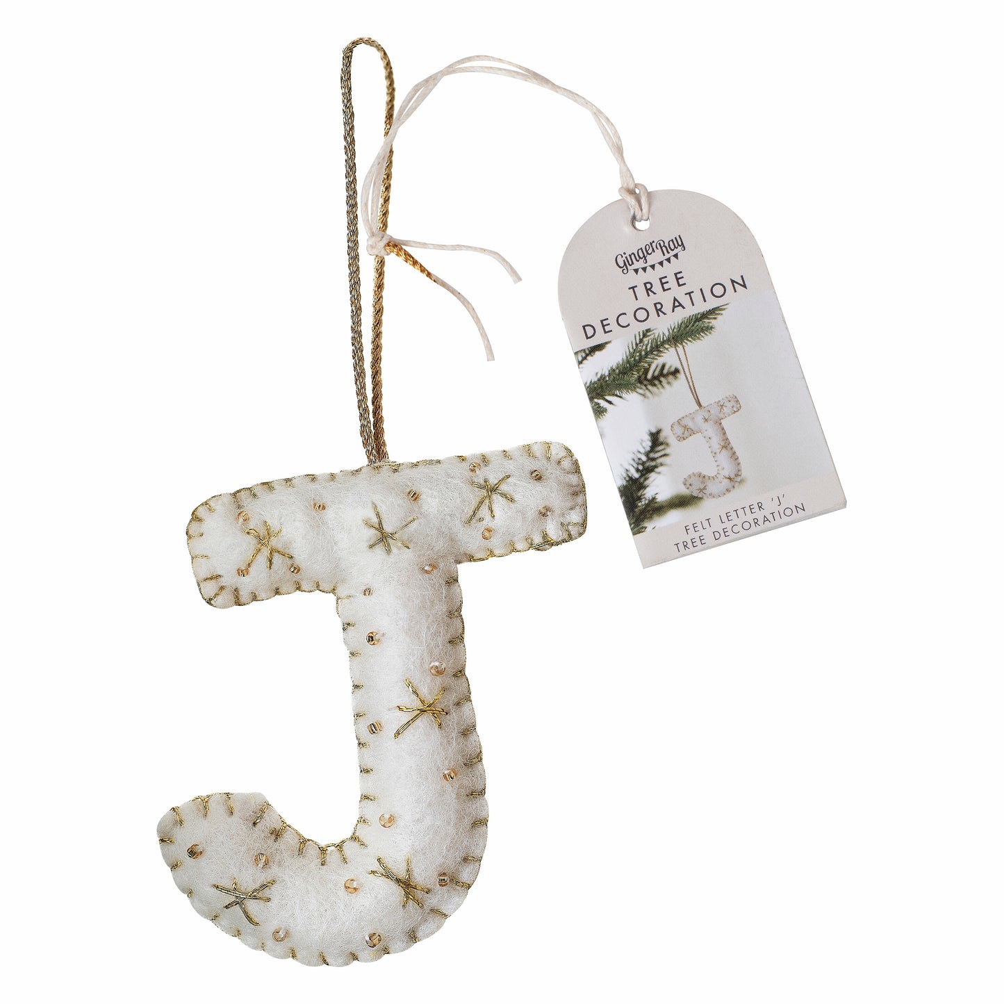 Alphabet Initial Embroidered Felt Christmas Tree Decoration