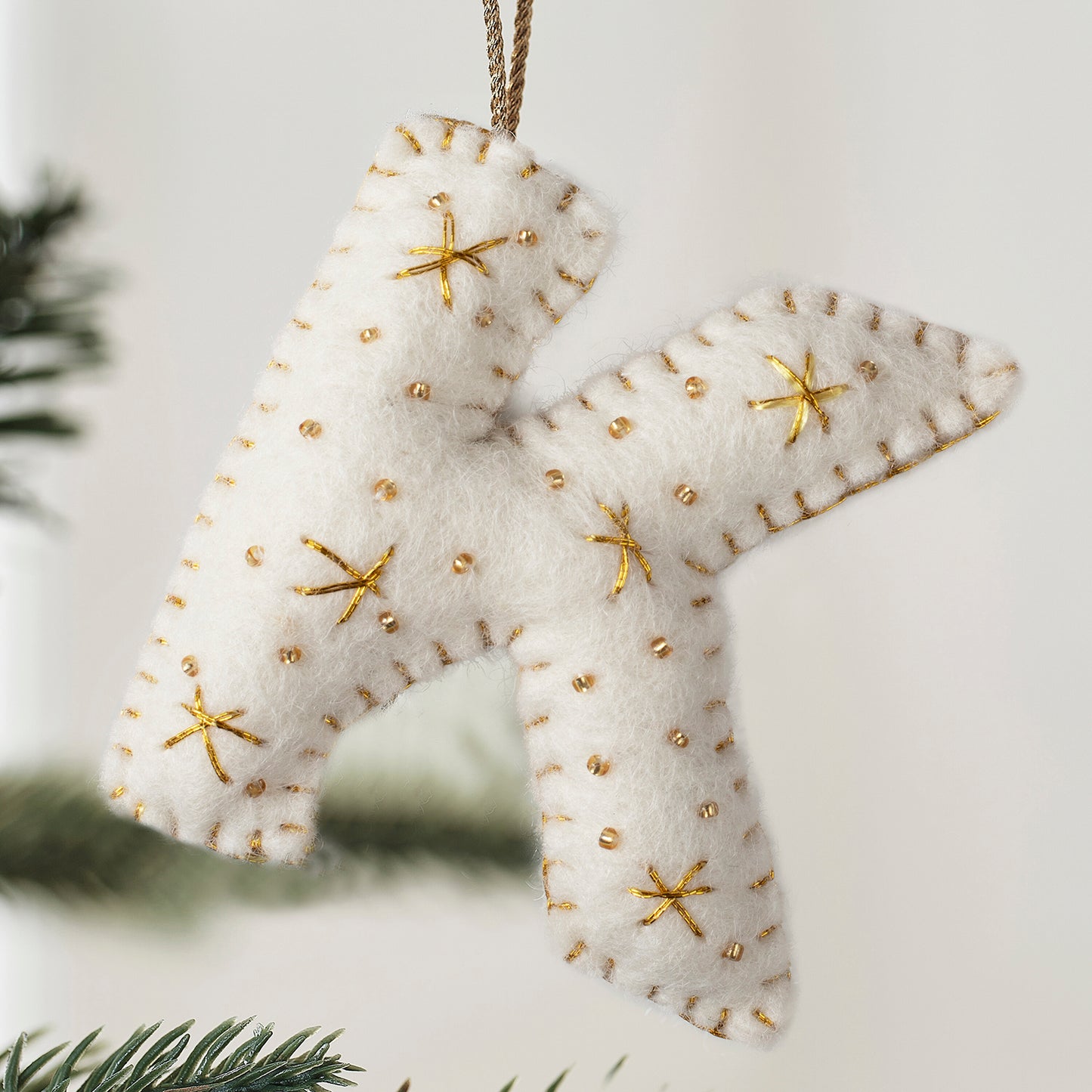 Alphabet Initial Embroidered Felt Christmas Tree Decoration