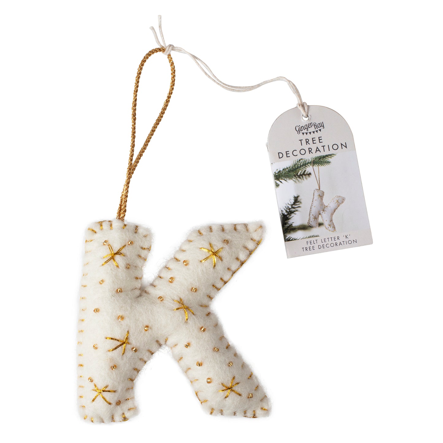 Alphabet Initial Embroidered Felt Christmas Tree Decoration