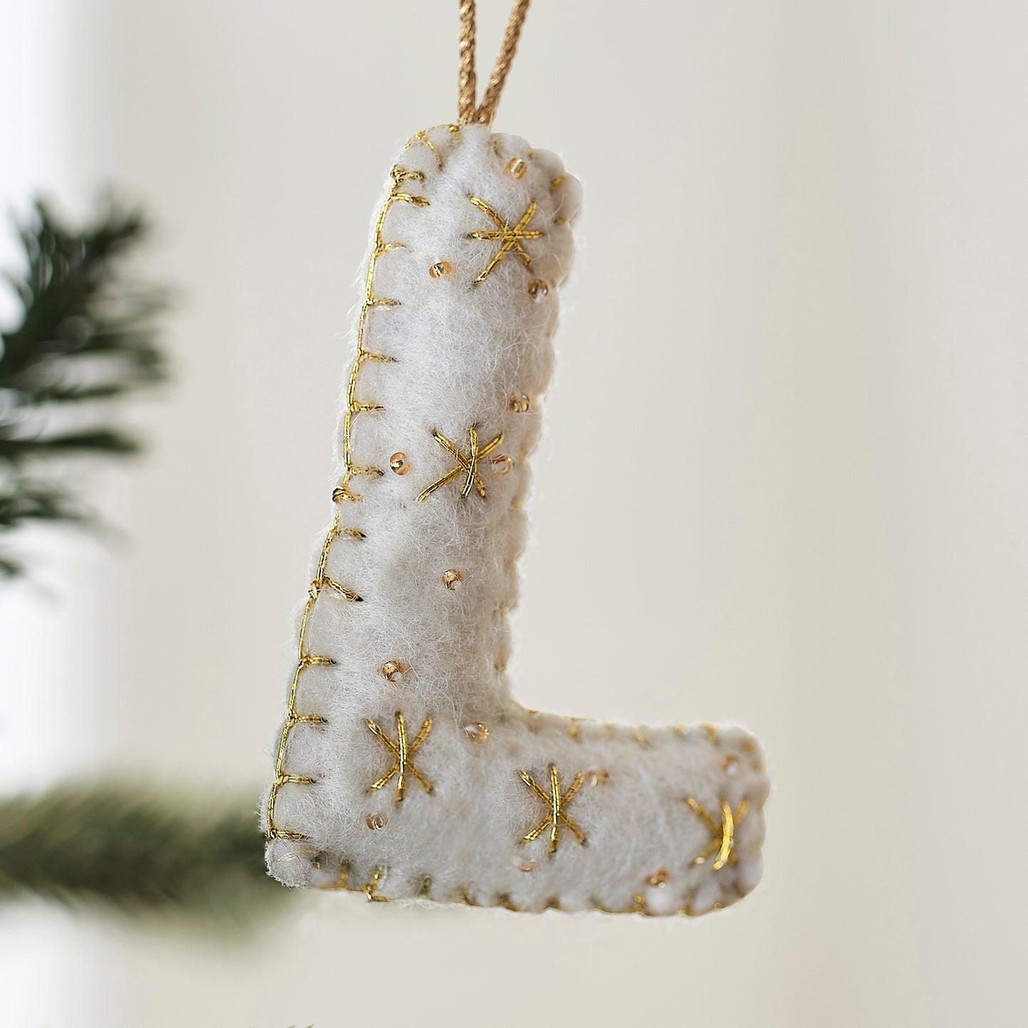 Alphabet Initial Embroidered Felt Christmas Tree Decoration