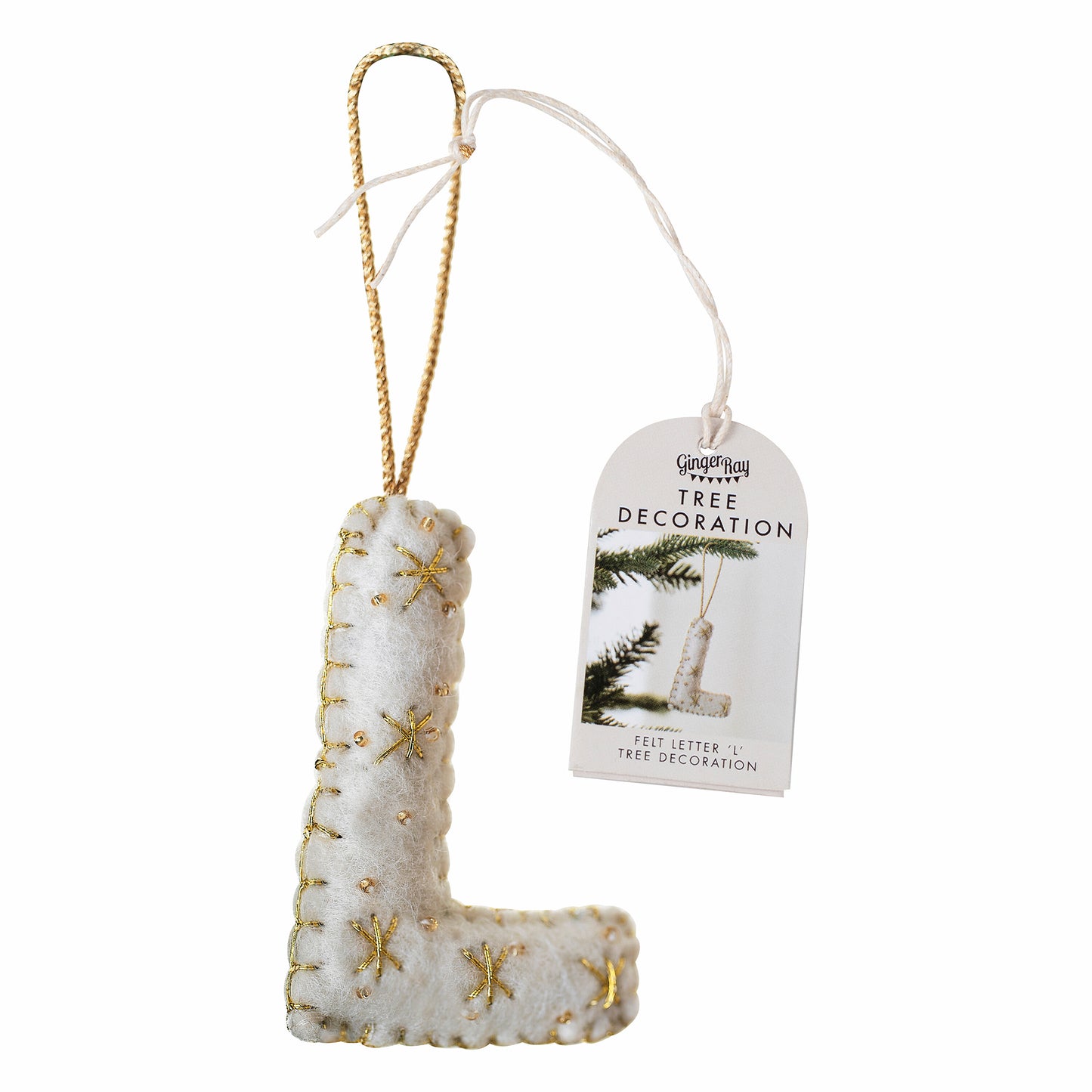 Alphabet Initial Embroidered Felt Christmas Tree Decoration