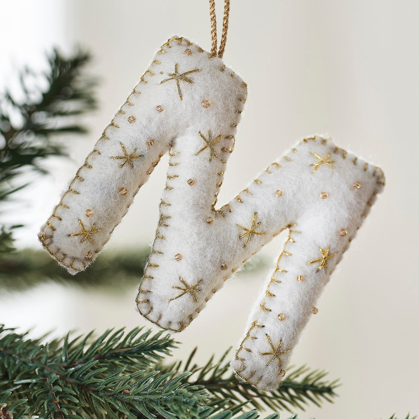 Alphabet Initial Embroidered Felt Christmas Tree Decoration