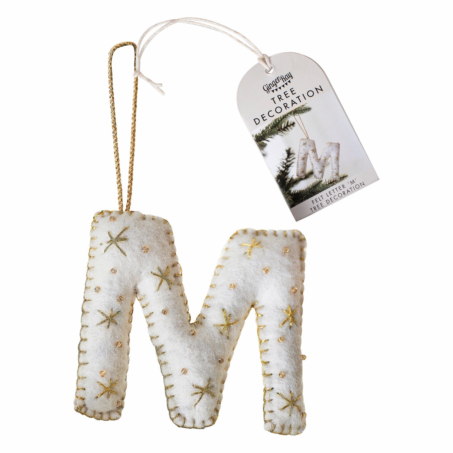 Alphabet Initial Embroidered Felt Christmas Tree Decoration