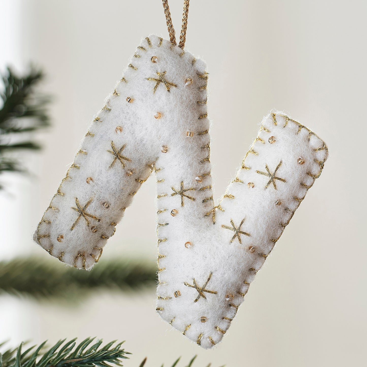 Alphabet Initial Embroidered Felt Christmas Tree Decoration