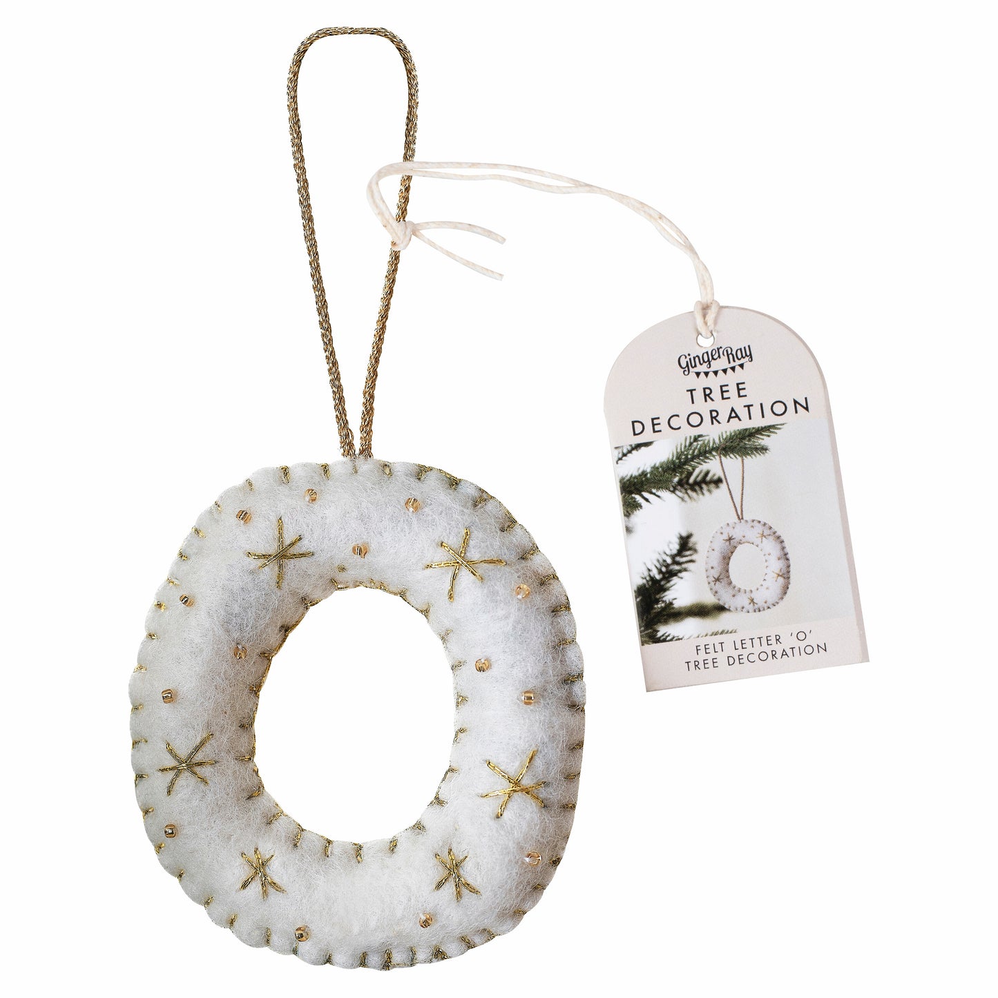 Alphabet Initial Embroidered Felt Christmas Tree Decoration