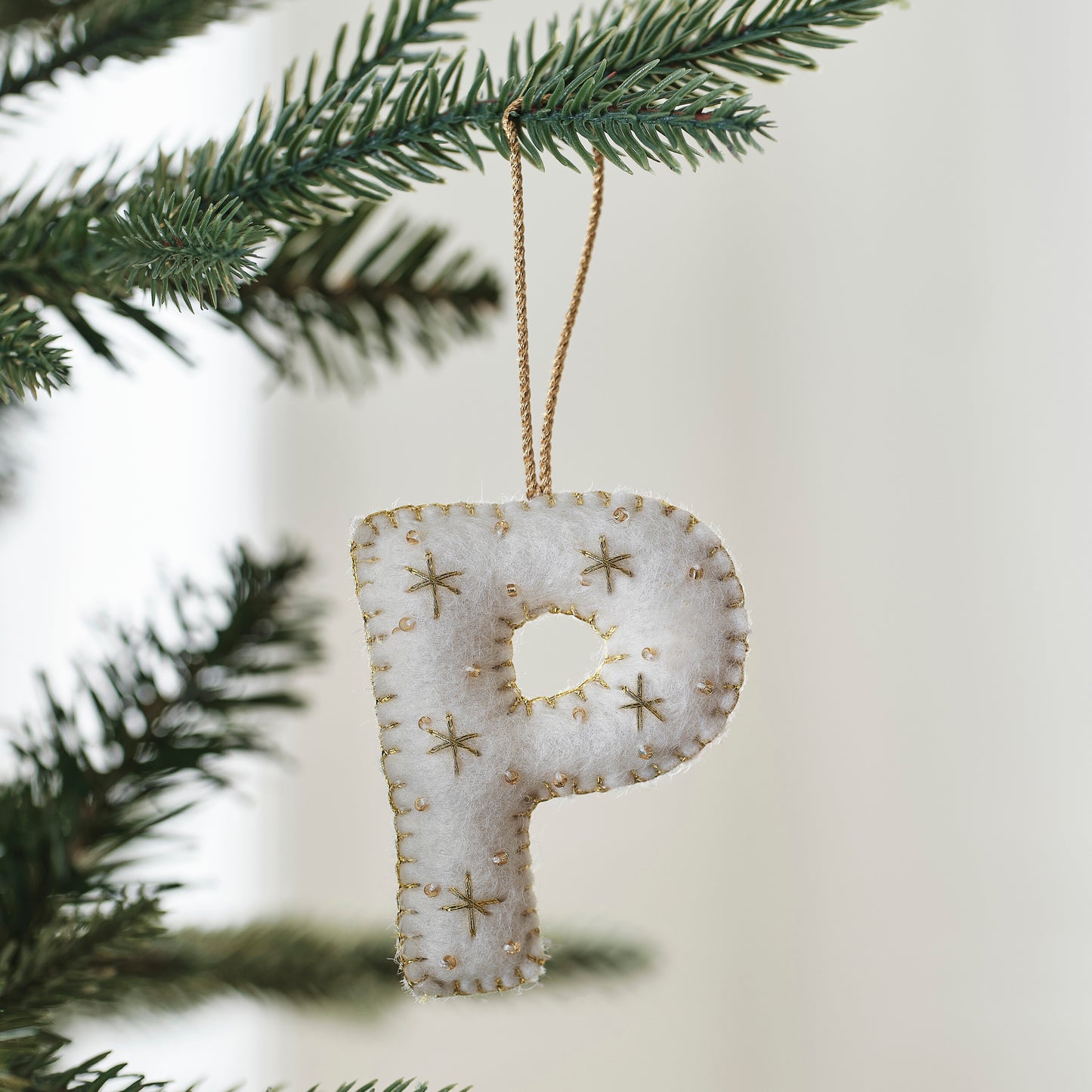Alphabet Initial Embroidered Felt Christmas Tree Decoration