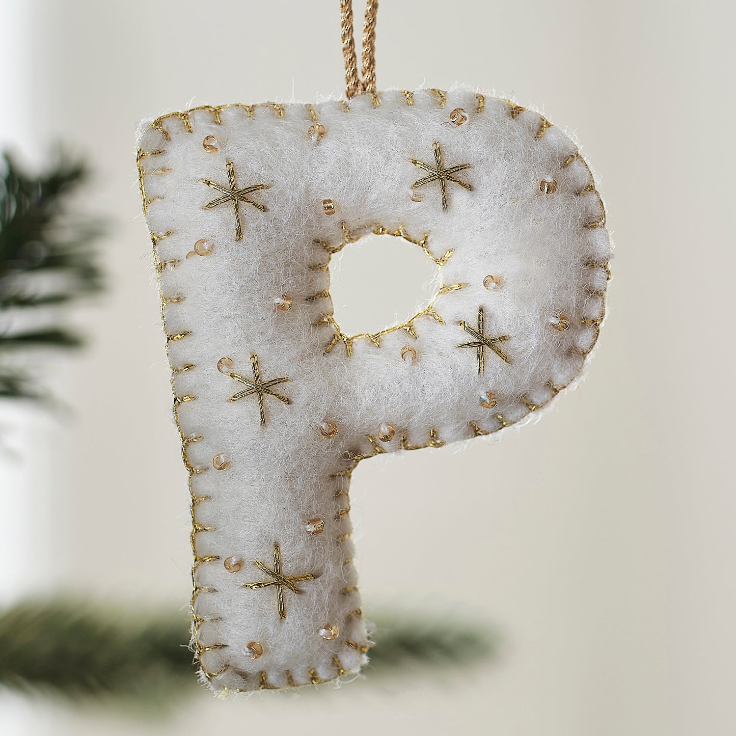 Alphabet Initial Embroidered Felt Christmas Tree Decoration