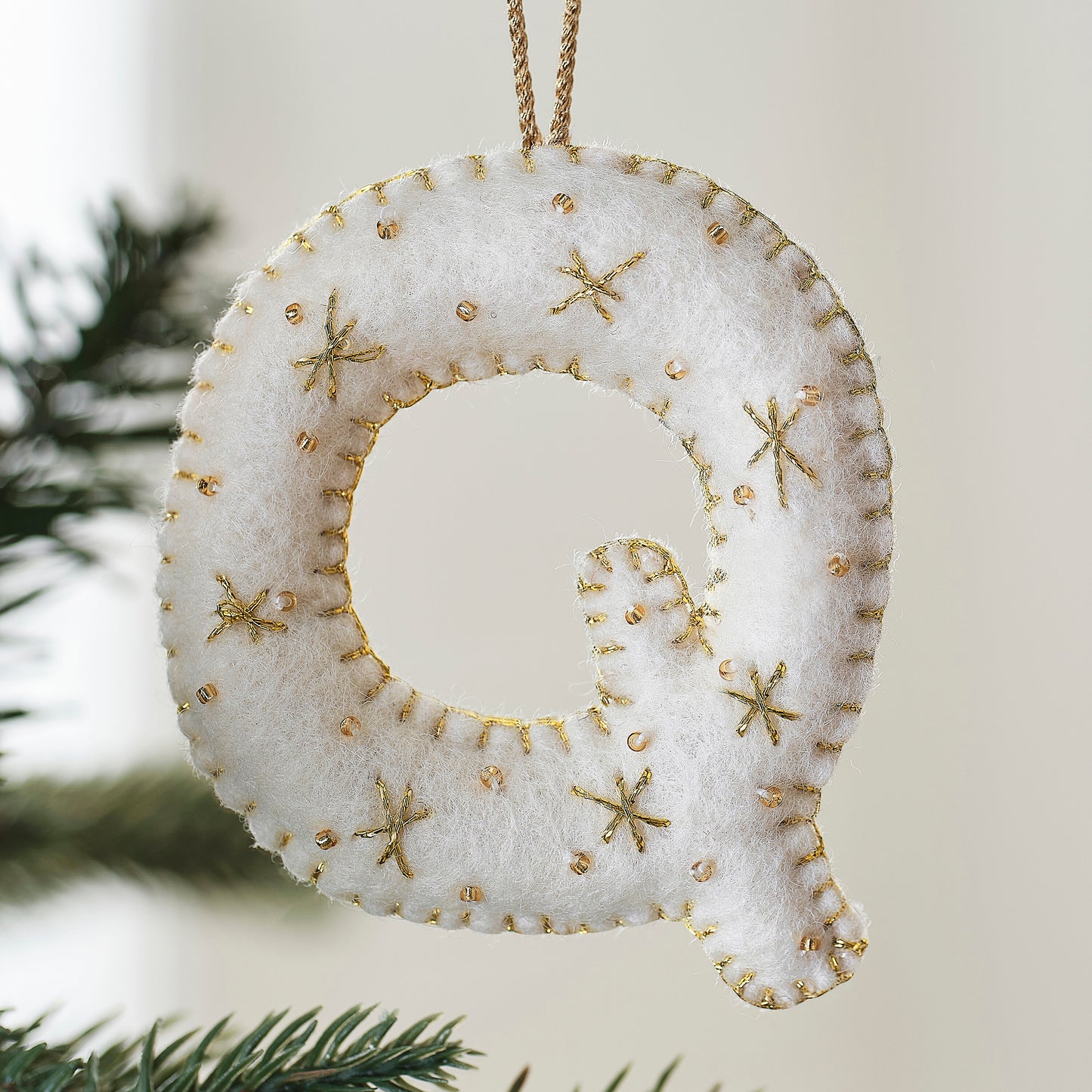 Alphabet Initial Embroidered Felt Christmas Tree Decoration