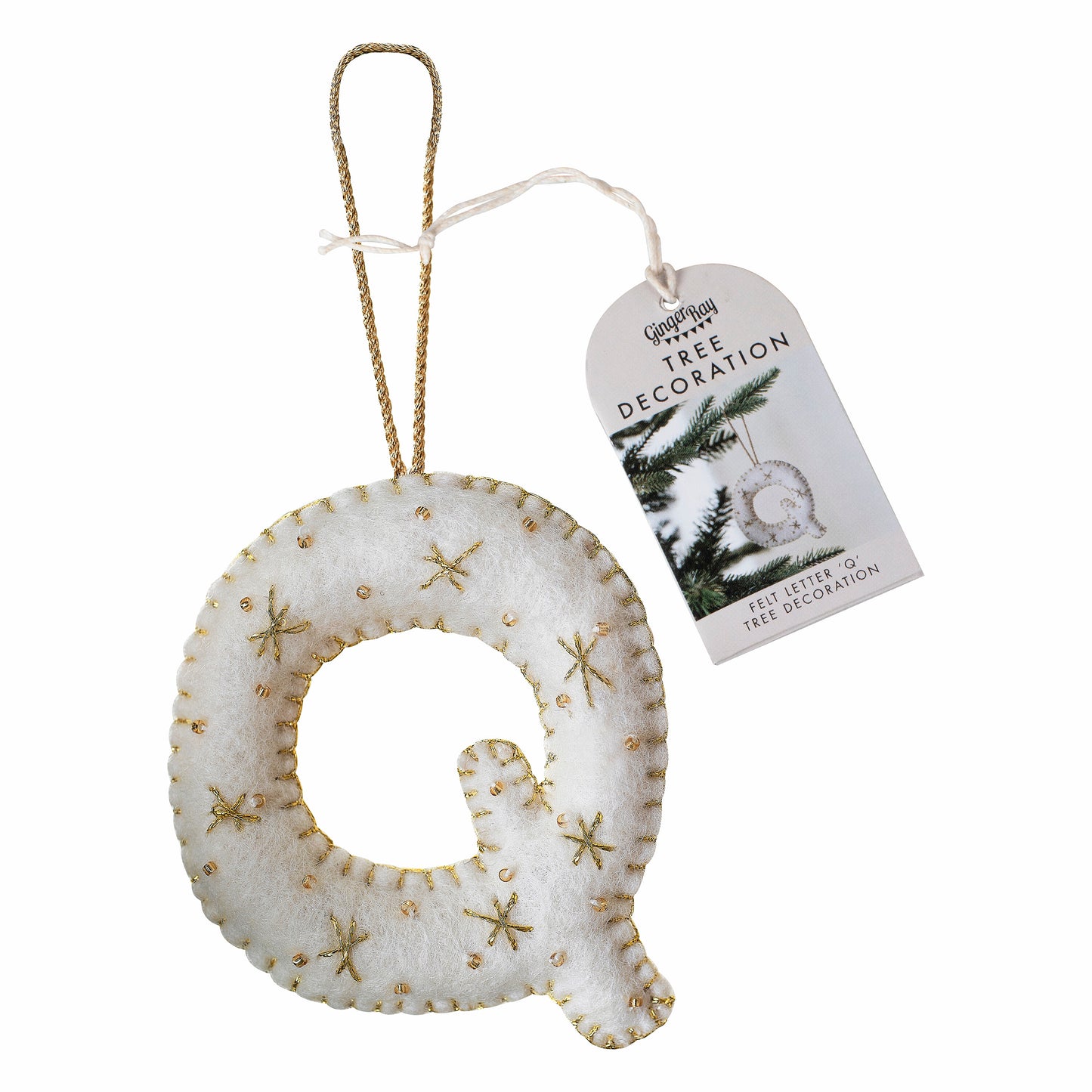 Alphabet Initial Embroidered Felt Christmas Tree Decoration