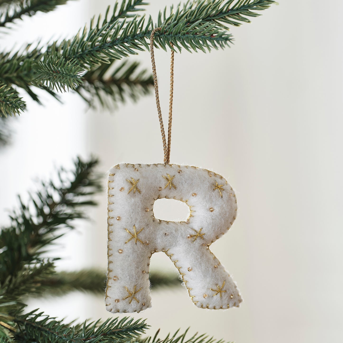 Alphabet Initial Embroidered Felt Christmas Tree Decoration