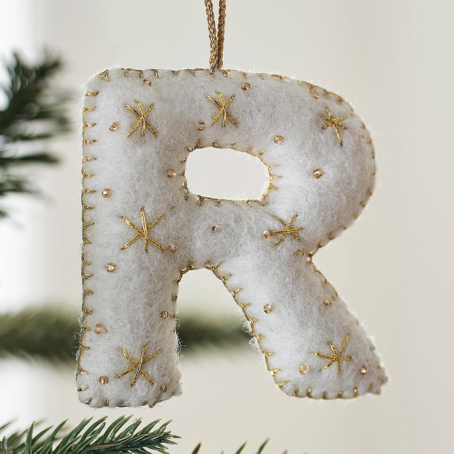 Alphabet Initial Embroidered Felt Christmas Tree Decoration