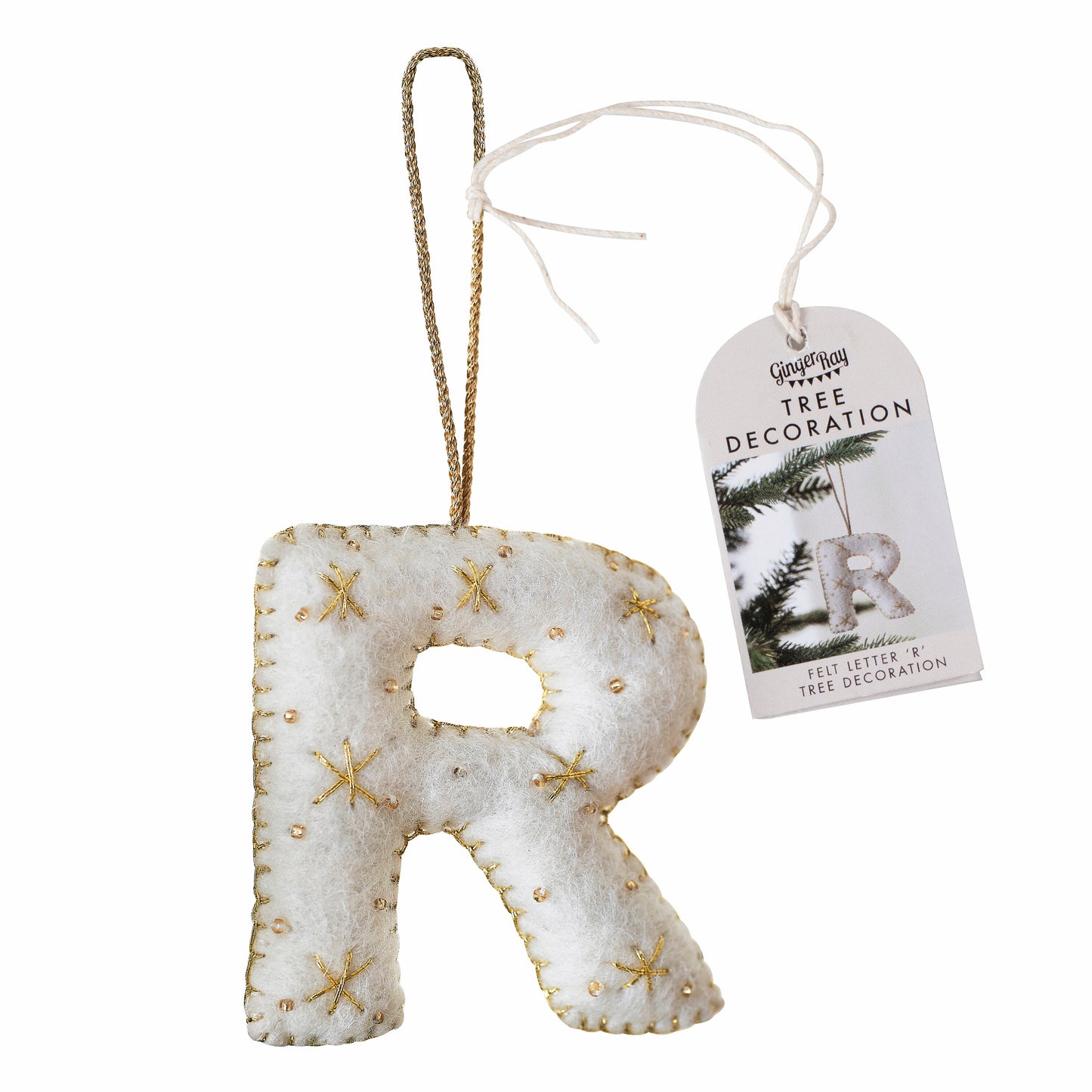 Alphabet Initial Embroidered Felt Christmas Tree Decoration