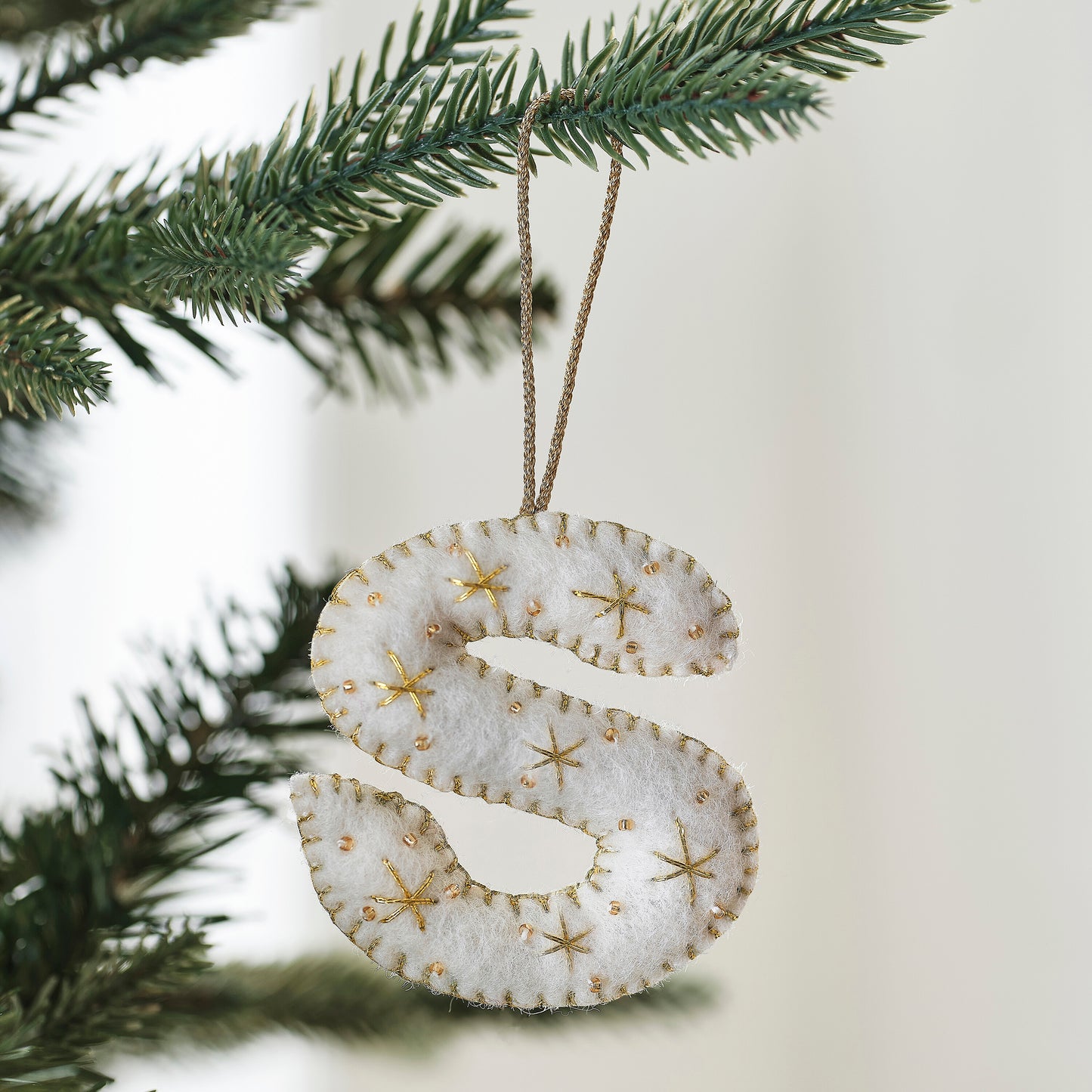 Alphabet Initial Embroidered Felt Christmas Tree Decoration