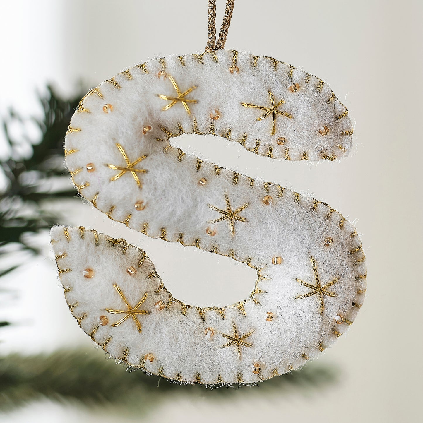 Alphabet Initial Embroidered Felt Christmas Tree Decoration