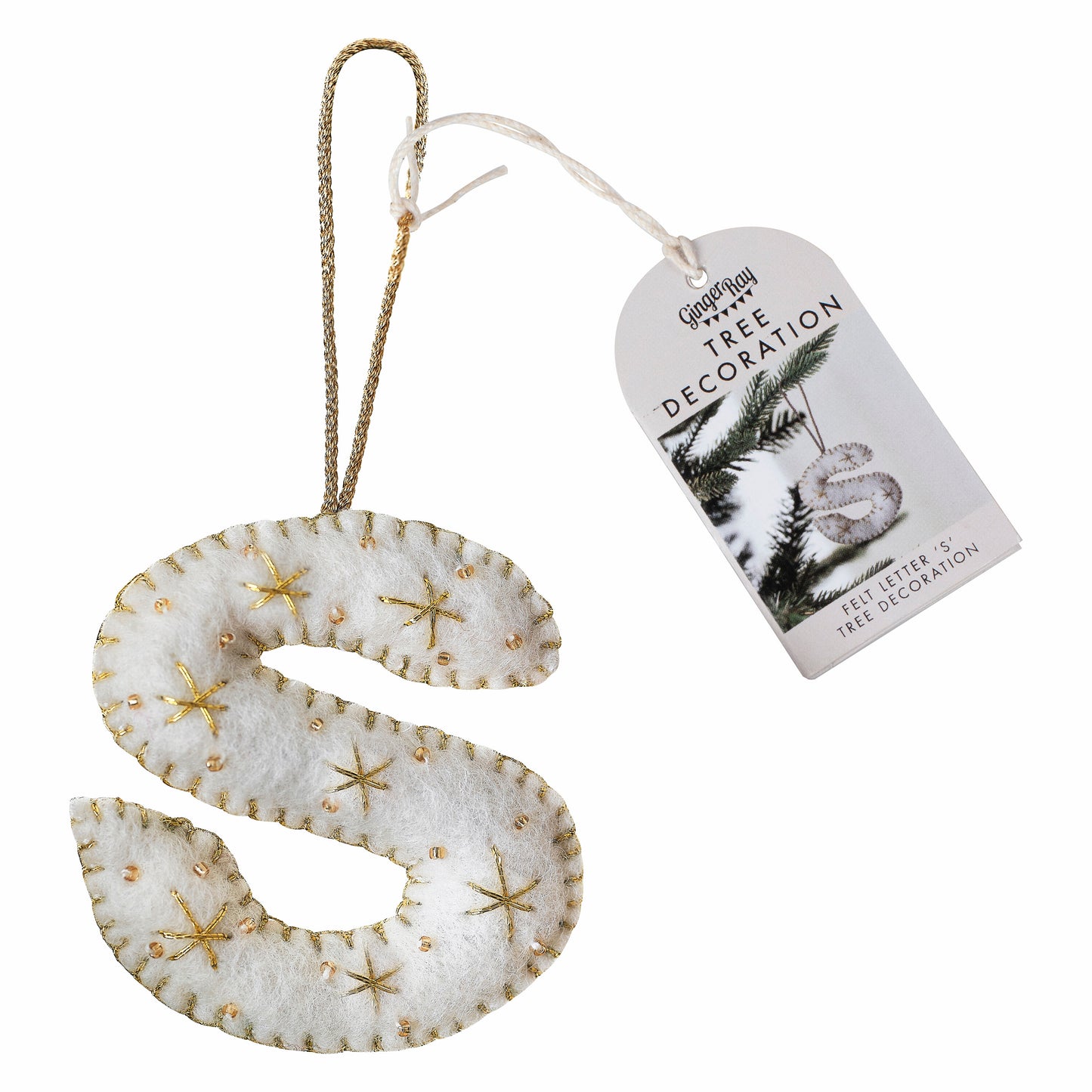 Alphabet Initial Embroidered Felt Christmas Tree Decoration