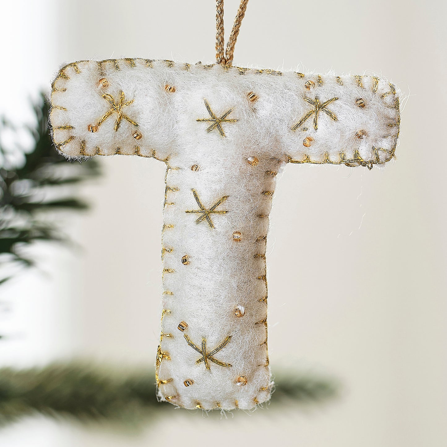 Alphabet Initial Embroidered Felt Christmas Tree Decoration