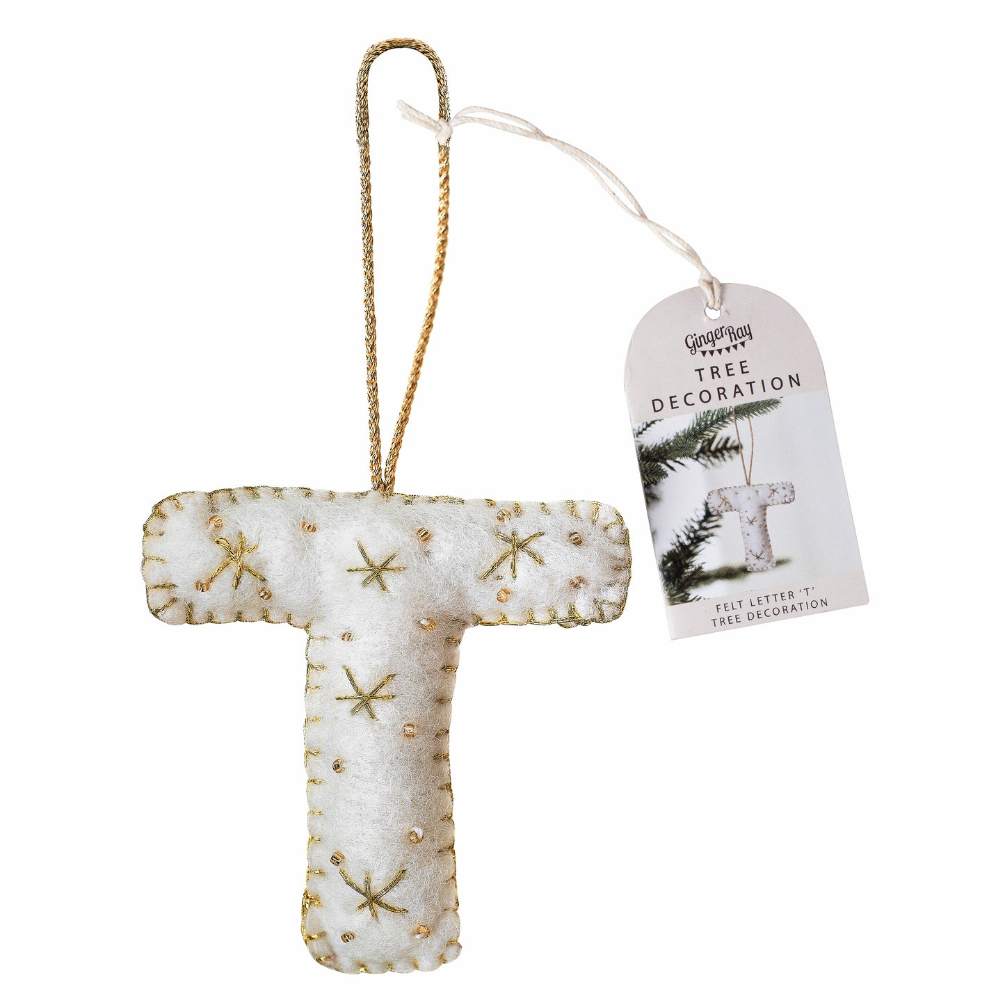 Alphabet Initial Embroidered Felt Christmas Tree Decoration