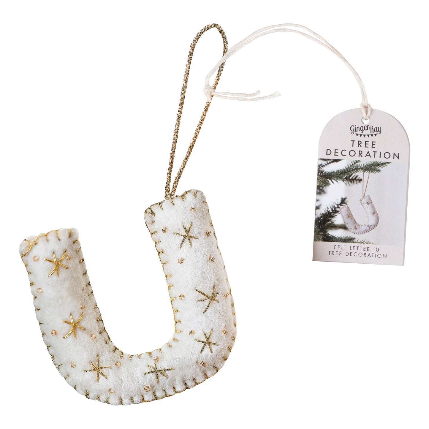 Alphabet Initial Embroidered Felt Christmas Tree Decoration