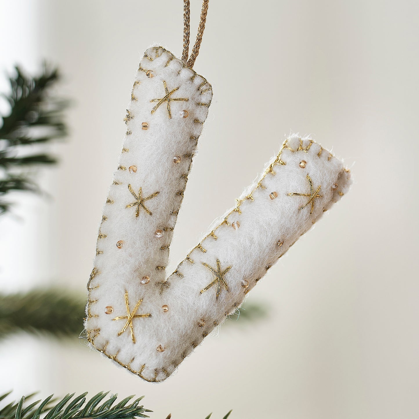 Alphabet Initial Embroidered Felt Christmas Tree Decoration