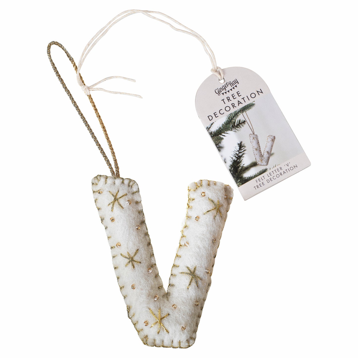 Alphabet Initial Embroidered Felt Christmas Tree Decoration