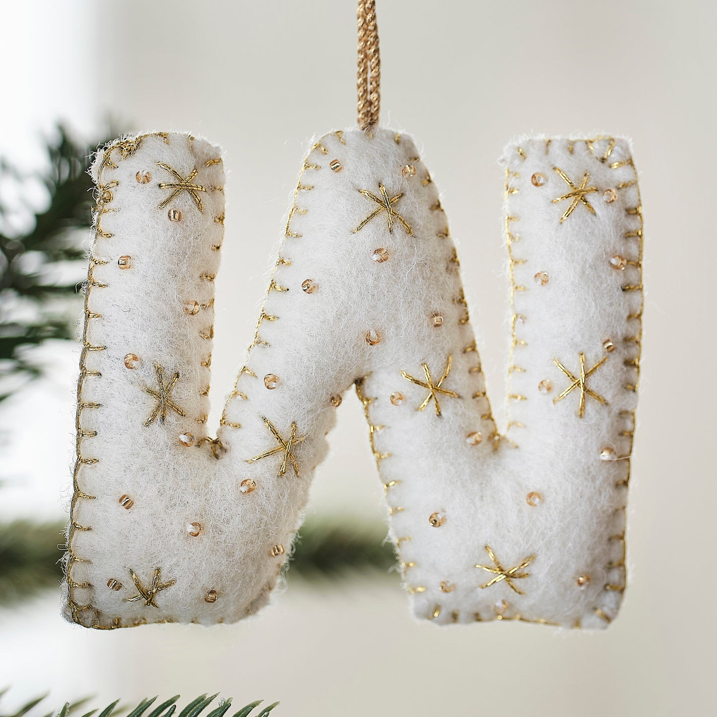 Alphabet Initial Embroidered Felt Christmas Tree Decoration
