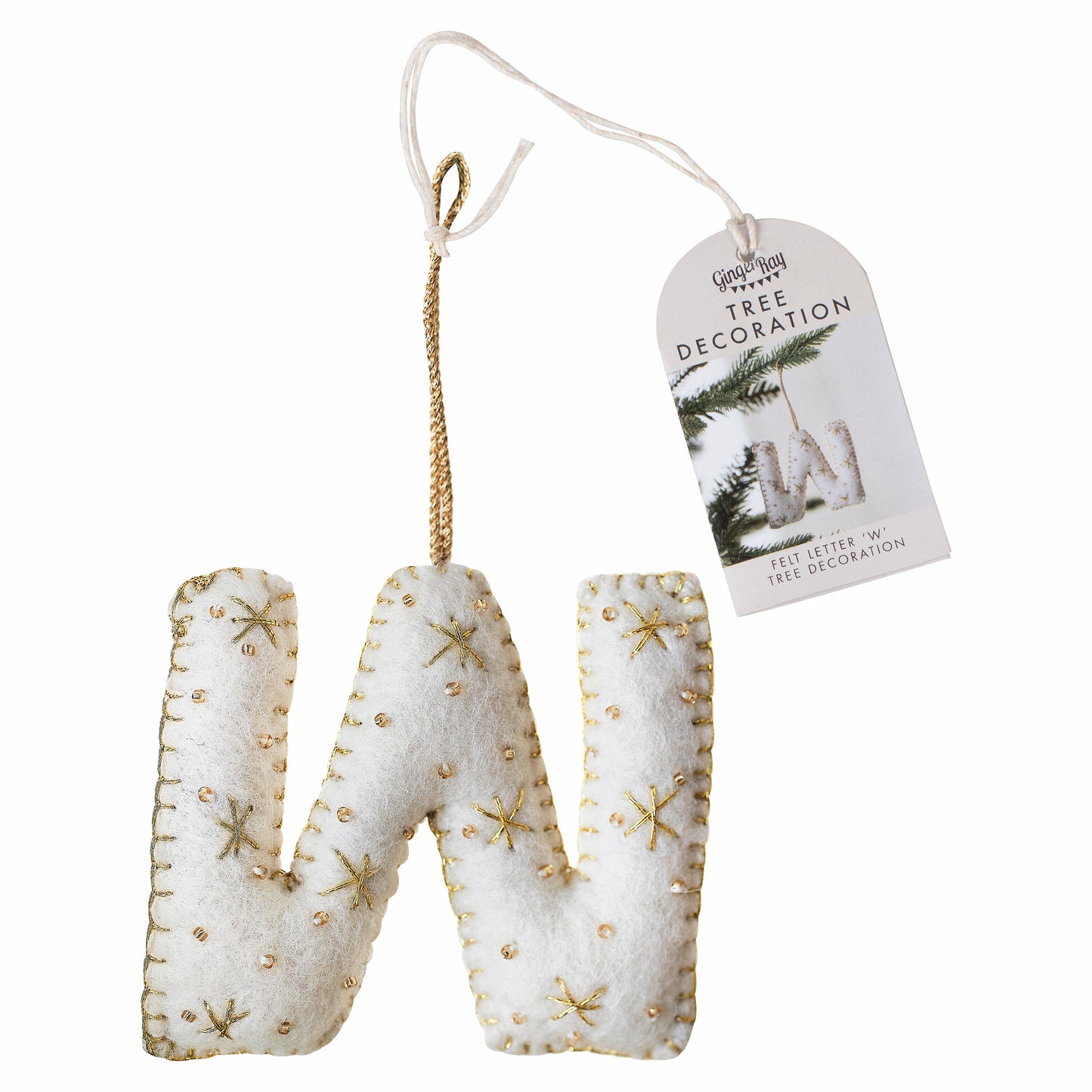 Alphabet Initial Embroidered Felt Christmas Tree Decoration