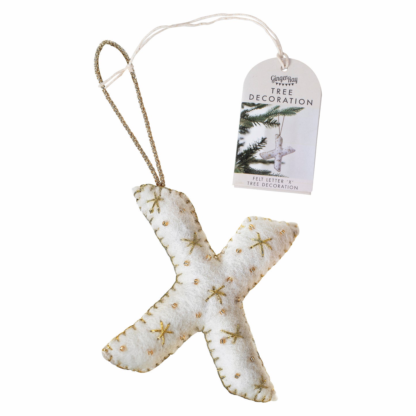 Alphabet Initial Embroidered Felt Christmas Tree Decoration